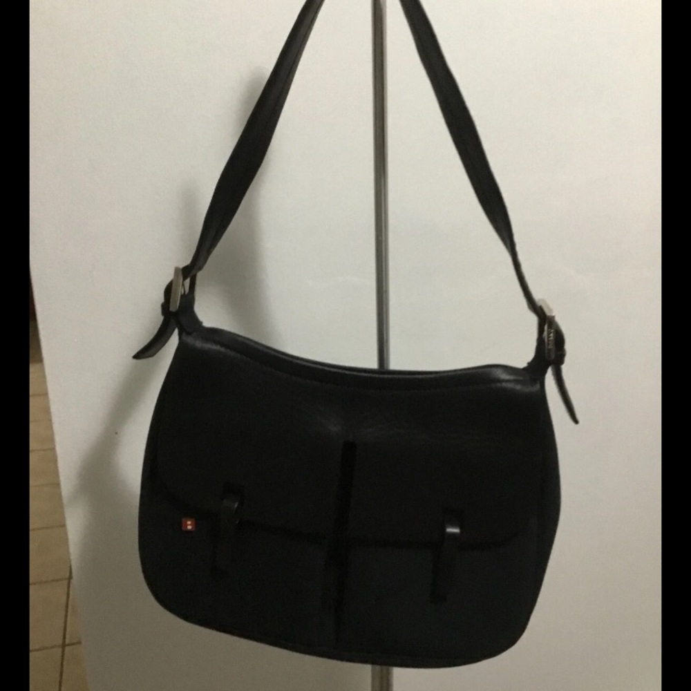 Bally Black Leather Shoulder Bag with Subtle Front Detail